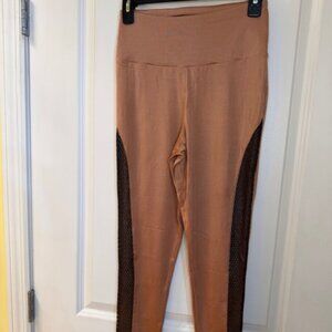 Wolford shiny caramel and black fishnet insert leggings, size S, good condition